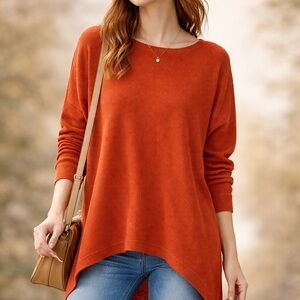 Michael Kors Rust Orange Tunic Sweater Hi-Low Hem Size Large Boho summer top